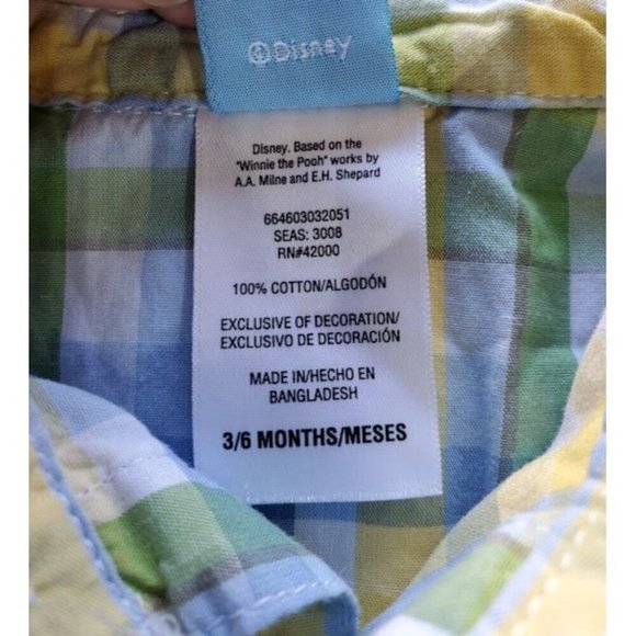 Disney Baby Winnie The Pooh Plaid Button-Up Shirt 3-6 Months - Picture 4 of 5